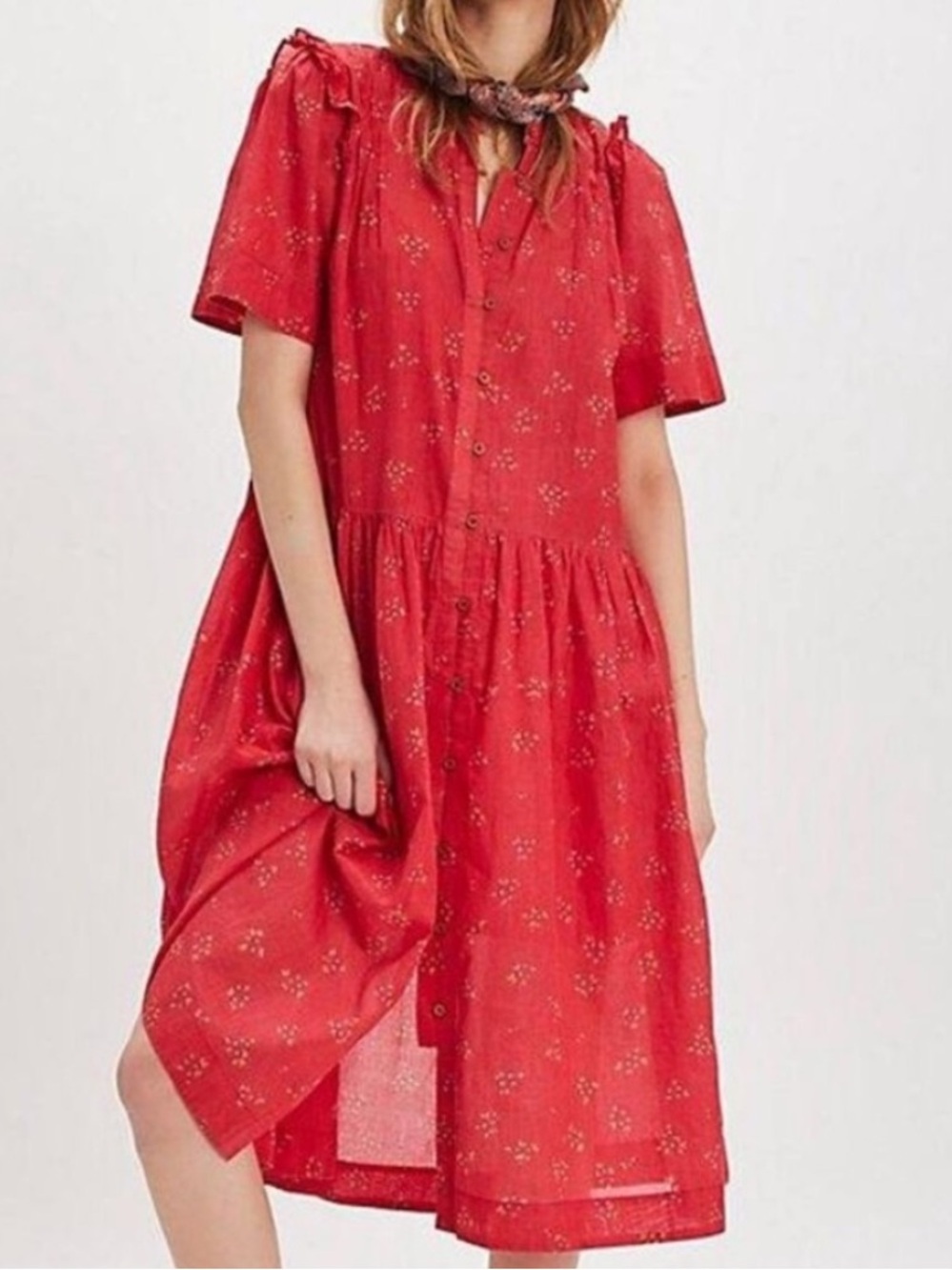 NWT Free People Bella Mae Midi Dress Boho Floral Prairie Cottagecore DusterFlowy